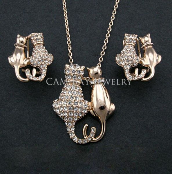 18k goldimitation rhodium plated austria crystal cat in tow jewelry earring necklace sets alloy with czech rhinest5602955, Silver
18k goldimitation rhodium plated austria crystal cat in tow jewelry earring necklace sets alloy with czech rhinest5602955, Silver