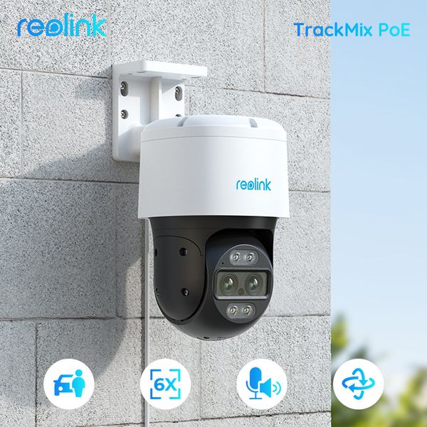 ip cameras reolink trackmix poe 4k security outdoor camera dual lens motion tracking ptz camera 6x zoom animal car human detect cctv cam 230