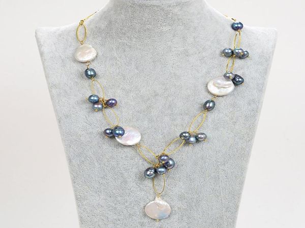 guaiguai jewelry white coin pearl black rice pearl chain necklace handmade for women real gems stone lady fashion jewellery3271129, Silver
guaiguai jewelry white coin pearl black rice pearl chain necklace handmade for women real gems stone lady fashion jewellery3271129, Silver