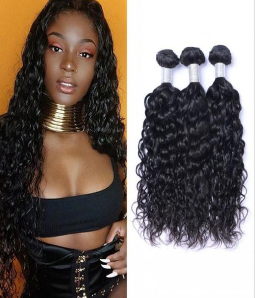 water wave bundles mongolian wet and wavy human hair extensions non remy hair 3 pieces4340326, Black 
water wave bundles mongolian wet and wavy human hair extensions non remy hair 3 pieces4340326, Black