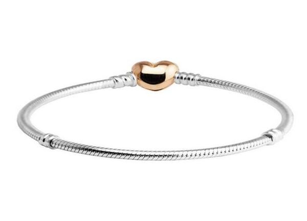 fits pandora beads rose golden heart clasp snake chain silver bracelets for women and men jewelry diy original silver 925 charms b2411373, Golden;silver
fits pandora beads rose golden heart clasp snake chain silver bracelets for women and men jewelry diy original silver 925 charms b2411373, Golden;silver