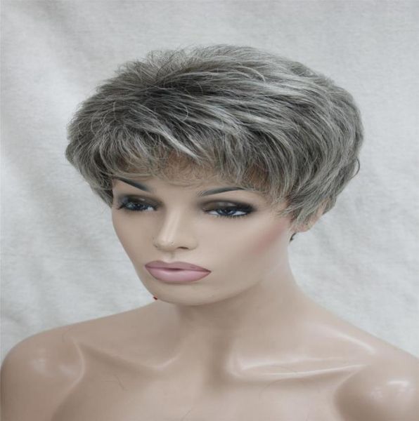 health super cute graygrey mix brown root short straight synthetic hair full women039s wig7508450, Black
health super cute graygrey mix brown root short straight synthetic hair full women039s wig7508450, Black