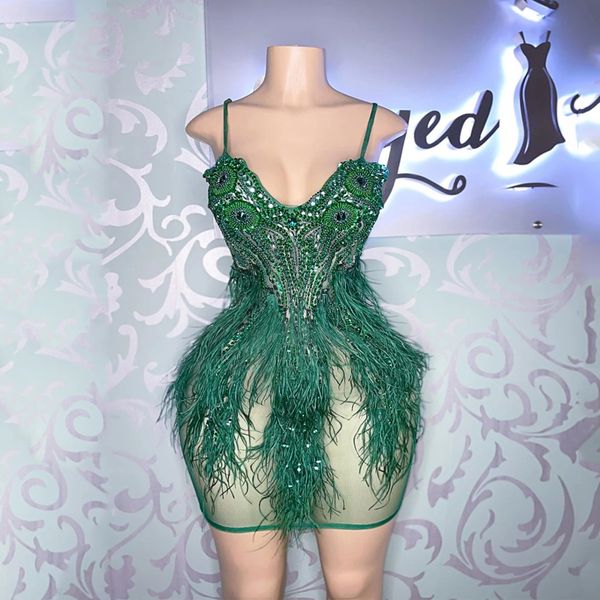 green sparkly diamonds short prom dress sheer glitter crystals rhinestone beads feathers graduation birthday party gown, Black
green sparkly diamonds short prom dress sheer glitter crystals rhinestone beads feathers graduation birthday party gown, Black