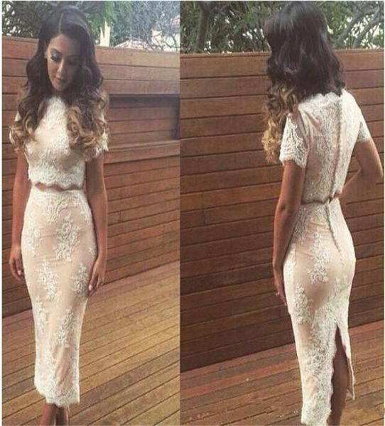 two pieces prom dresses 2019 short sleeves lace buttons back cocktail party evening gowns back split vestidos de novia2302377, Black
two pieces prom dresses 2019 short sleeves lace buttons back cocktail party evening gowns back split vestidos de novia2302377, Black