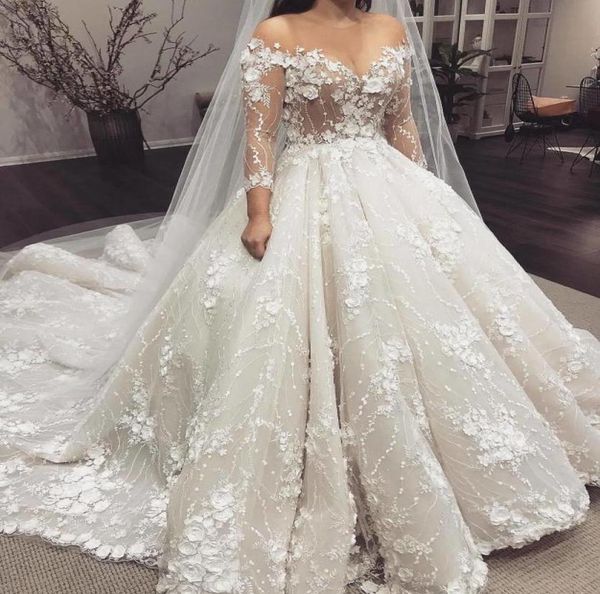 long sleeves wedding dress a line 3d lace flowers appliques off shoulders garden church formal bridal gown custom made plus 4694375, White
long sleeves wedding dress a line 3d lace flowers appliques off shoulders garden church formal bridal gown custom made plus 4694375, White
