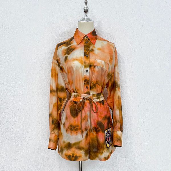 two piece dress australian designer 2023 summer red brown tie dye pattern casual style short sleeve shirt straight short shorts set two piec, White
two piece dress australian designer 2023 summer red brown tie dye pattern casual style short sleeve shirt straight short shorts set two piec, White