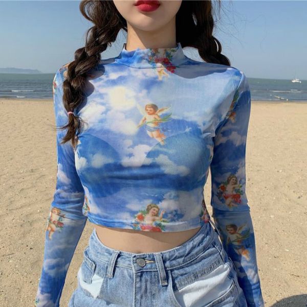 women's t-shirt angel print sheer blue black mesh long sleeve blouse shirts women spring summer pullovers elegant see through 230713, White
women's t-shirt angel print sheer blue black mesh long sleeve blouse shirts women spring summer pullovers elegant see through 230713, White