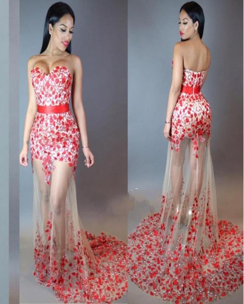 see through red 3d floral prom dresses strapless custom made tulle mermaid beaded sequined evening gowns5036976, Black
see through red 3d floral prom dresses strapless custom made tulle mermaid beaded sequined evening gowns5036976, Black