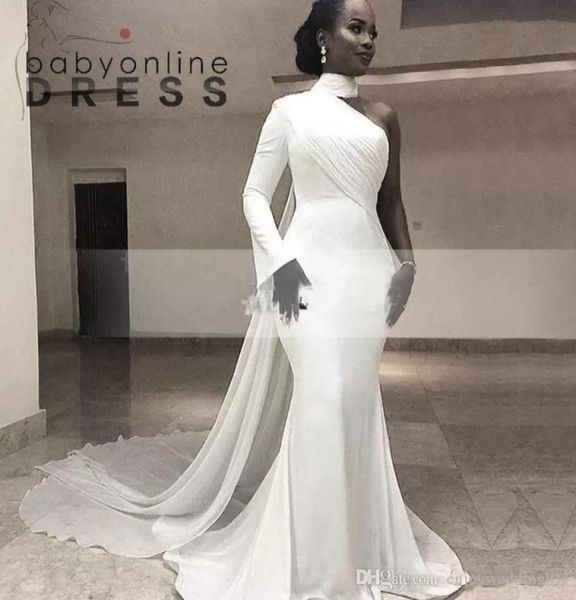 african white high neck satin mermaid evening dresses one shoulder ruched sweep train with wrap formal party red carpet prom gowns1118697, Black;red
african white high neck satin mermaid evening dresses one shoulder ruched sweep train with wrap formal party red carpet prom gowns1118697, Black;red