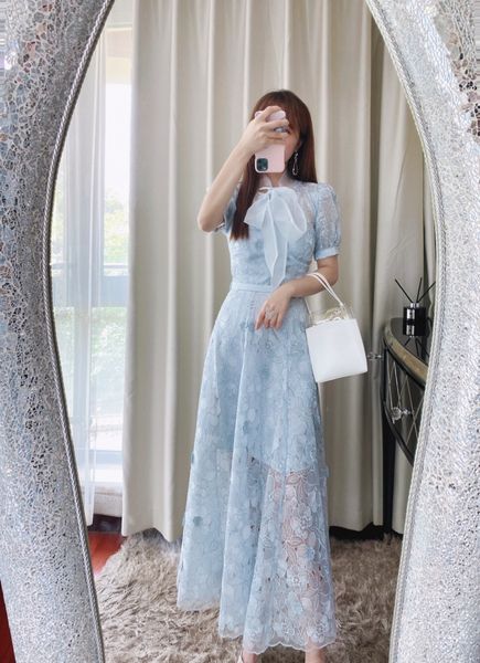 new s-elf - portrait mist blue 3d flower bow tie up dress long dress organza hollow embroidery, Black;gray
new s-elf - portrait mist blue 3d flower bow tie up dress long dress organza hollow embroidery, Black;gray
