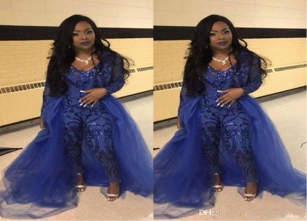 sparkly sequins jumpsuits prom dresses 2019 royal blue v neck long sleeve overskirtsevening gowns plus size african pageant pants 2590282, Black
sparkly sequins jumpsuits prom dresses 2019 royal blue v neck long sleeve overskirtsevening gowns plus size african pageant pants 2590282, Black