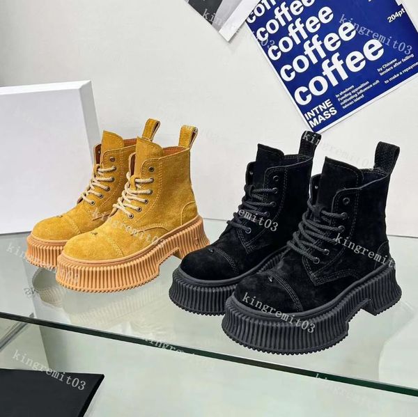 designer boots women lace-up ankle yellow boots vintage suede fashion thick bottom boot desert platform combat booties with box, Black
designer boots women lace-up ankle yellow boots vintage suede fashion thick bottom boot desert platform combat booties with box, Black