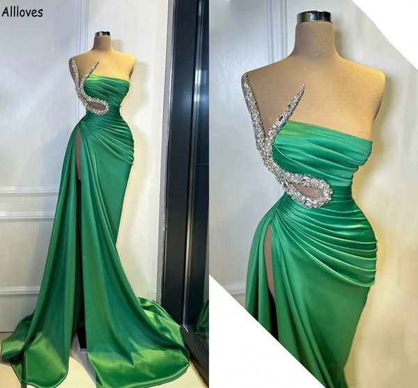 elegant emerald green satin mermaid evening dresses arabic aso ebi sparkly rhinestones one shoulder formal party gowns thigh split prom red, Black;red
elegant emerald green satin mermaid evening dresses arabic aso ebi sparkly rhinestones one shoulder formal party gowns thigh split prom red, Black;red