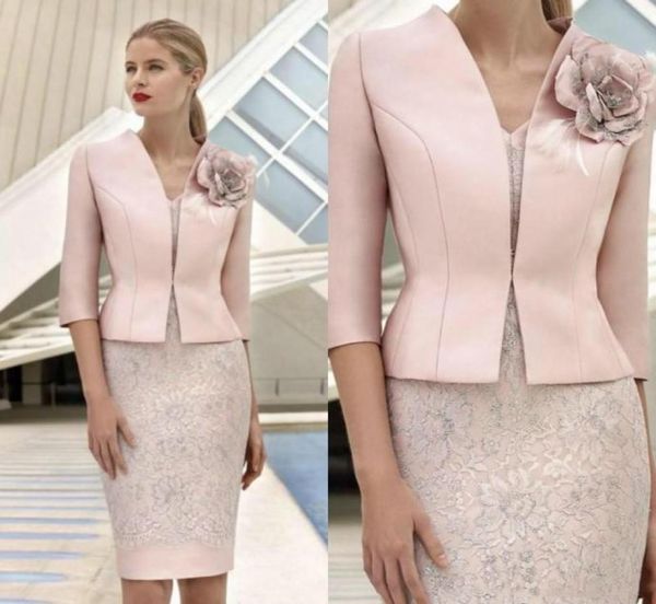 elegant pink mother of the bride dresses with jacket lace appliqued beads wedding guest dress knee length formal mother outfit pro8709269, Black;red
elegant pink mother of the bride dresses with jacket lace appliqued beads wedding guest dress knee length formal mother outfit pro8709269, Black;red