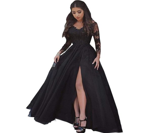 women039s lace appliques long sleeves illusion slit evening dress formal party dresses evening gowns for women prom long elegan9684427, Black
women039s lace appliques long sleeves illusion slit evening dress formal party dresses evening gowns for women prom long elegan9684427, Black