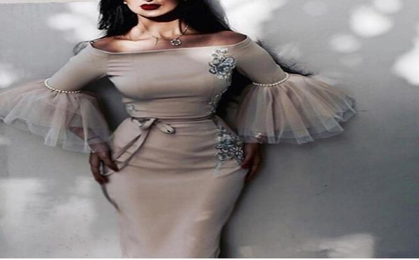 tea length arabic prom dresses evening wear off shoulder long sleeves ruffles sheath appliques beading evening gowns cocktail part6888621, Black
tea length arabic prom dresses evening wear off shoulder long sleeves ruffles sheath appliques beading evening gowns cocktail part6888621, Black