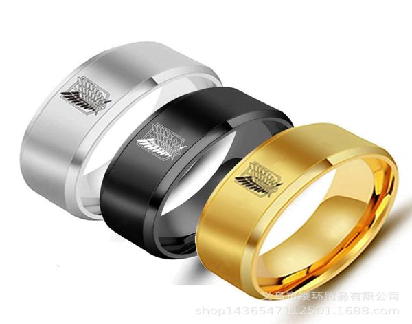 5 colors attack on titan black sliver rvs ring wings of liberty flat finger rings for men women jewelry anime fans3695526, Golden;silver
5 colors attack on titan black sliver rvs ring wings of liberty flat finger rings for men women jewelry anime fans3695526, Golden;silver