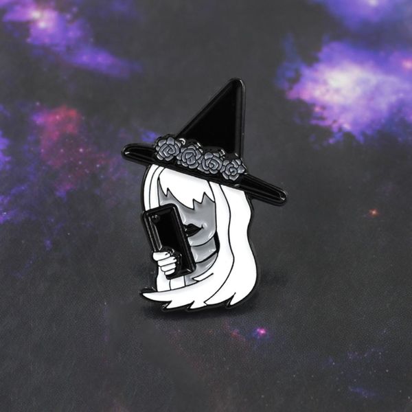 classic witch image brooch basic witch with phone and flower crown enamel pin denim backpack tshirt badge halloween punk gifts8429371, Gray
classic witch image brooch basic witch with phone and flower crown enamel pin denim backpack tshirt badge halloween punk gifts8429371, Gray