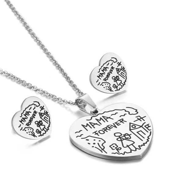 heart shaped engraved mama women necklace earring jewelry set gold plated 316l stainless steel for mom mother gifs2709029, Silver
heart shaped engraved mama women necklace earring jewelry set gold plated 316l stainless steel for mom mother gifs2709029, Silver