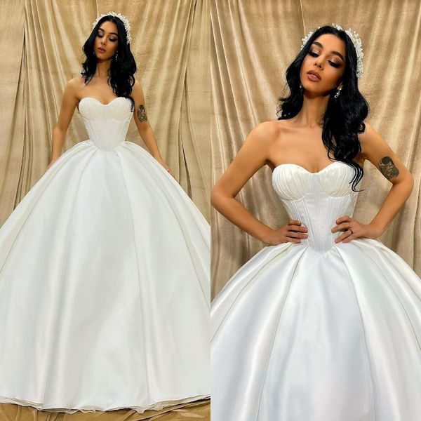 romantic a line wedding dresses sweetheart sleeveless pleats wedding dress backless long designer bridal gowns sweep train, White
romantic a line wedding dresses sweetheart sleeveless pleats wedding dress backless long designer bridal gowns sweep train, White