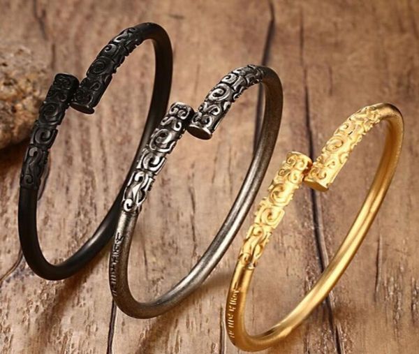 men039s stainless steel ancient buddhist narrow open cuff bangle bracelet goldblack plated9543894, Black
men039s stainless steel ancient buddhist narrow open cuff bangle bracelet goldblack plated9543894, Black