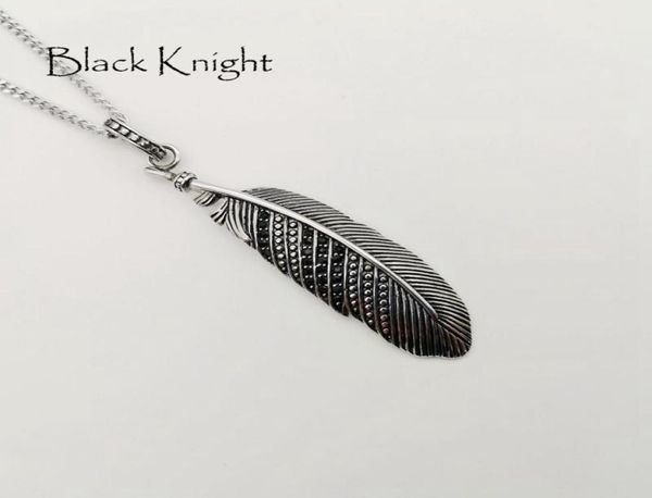 black knight vintage silver color black cz stones feather pendant necklace stainless steel mens chic feather necklace blkn07796032455 
black knight vintage silver color black cz stones feather pendant necklace stainless steel mens chic feather necklace blkn07796032455