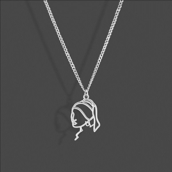 beatiful girl with a pearl pendant necklaces origami line face stainless steel look-back lady clavicle jewelry for lovers friends, Silver
beatiful girl with a pearl pendant necklaces origami line face stainless steel look-back lady clavicle jewelry for lovers friends, Silver