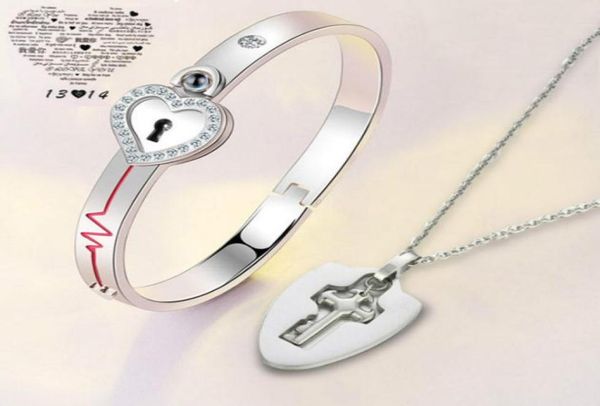 concentric lock bracelet key necklace set for men and women couple titanium steel jewelry set fashion party jewelry boys girls9596244, Silver
concentric lock bracelet key necklace set for men and women couple titanium steel jewelry set fashion party jewelry boys girls9596244, Silver