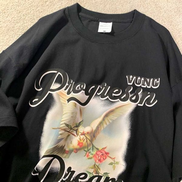 men's t-shirts american retro peace dove print short sleeved t shirt men and women summer loose round neck design couple casual half sl, White;black
men's t-shirts american retro peace dove print short sleeved t shirt men and women summer loose round neck design couple casual half sl, White;black
