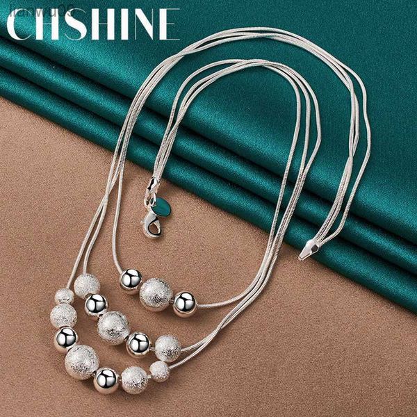 chshine 925 sterling silver three snake chain smooth matte ball beads necklace for women wedding charm party fashion jewelry l230704
chshine 925 sterling silver three snake chain smooth matte ball beads necklace for women wedding charm party fashion jewelry l230704