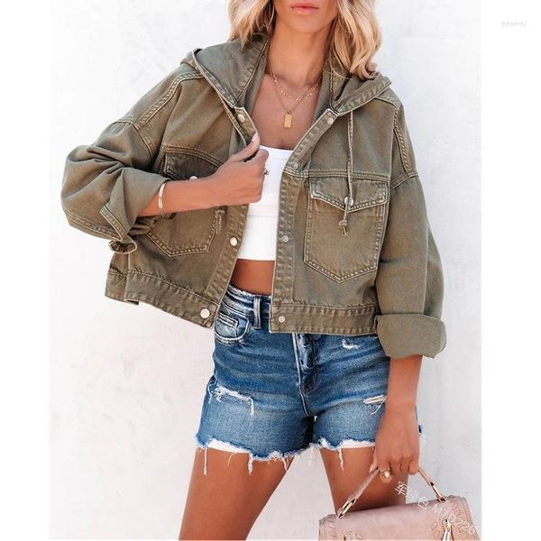 women's jackets 2023 autumn winter clothing fashion hooded drawstring jacket pocket loose denim, Black;brown
women's jackets 2023 autumn winter clothing fashion hooded drawstring jacket pocket loose denim, Black;brown