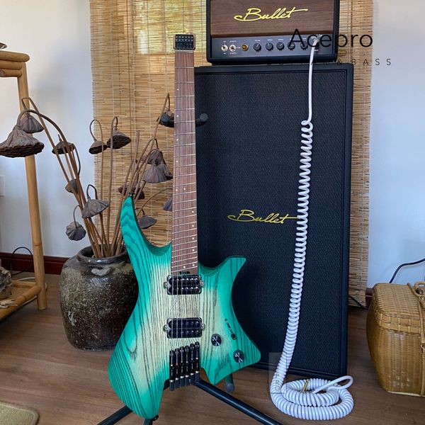 new arrival pro headless electric guitar green burst ash body roasted maple neck jumbo stainless steel oblique fret high quality
new arrival pro headless electric guitar green burst ash body roasted maple neck jumbo stainless steel oblique fret high quality
