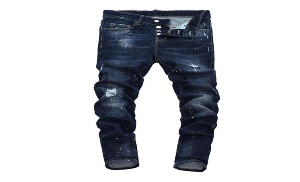 men ripped painted dark blue jeans fashion designer slim fit low waist biker denim pants hip hop trousers nj79124177044
men ripped painted dark blue jeans fashion designer slim fit low waist biker denim pants hip hop trousers nj79124177044