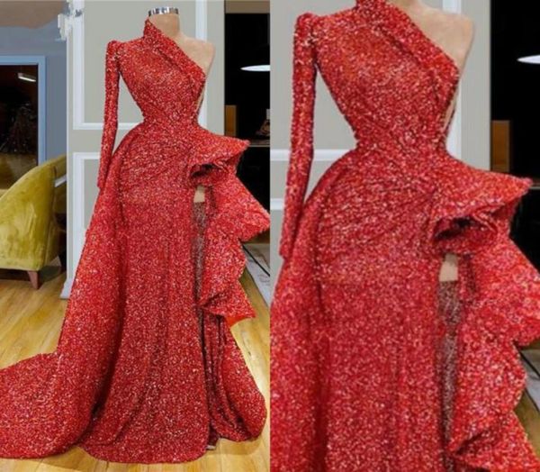 red glitter evening dress one shoulder ruffle long sleeves sequins high split sweep train formal party gowns custom made long prom4855868, Black;red
red glitter evening dress one shoulder ruffle long sleeves sequins high split sweep train formal party gowns custom made long prom4855868, Black;red
