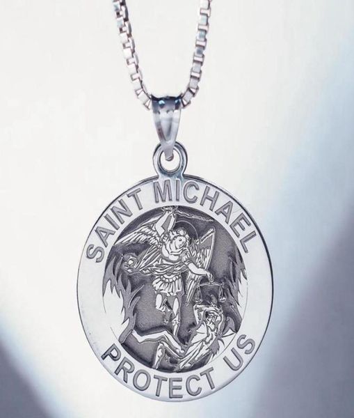 pendant necklaces round angel st michael medallion necklace st chriser sliver gold color cuban curb chain5288036, Silver
pendant necklaces round angel st michael medallion necklace st chriser sliver gold color cuban curb chain5288036, Silver