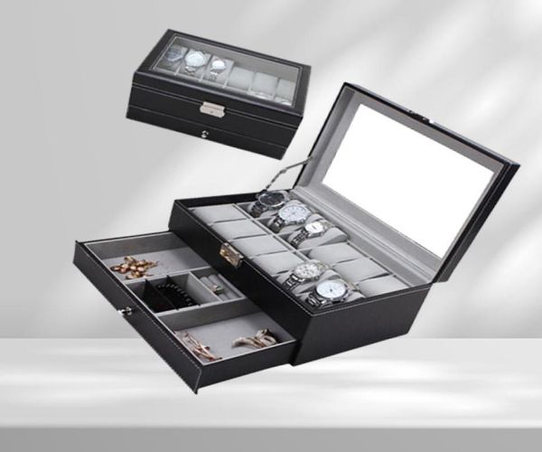 new 12 grids slots double layers pu leather watch storage box professional watch case rings bracelet organizer box holder16601774, Black;blue
new 12 grids slots double layers pu leather watch storage box professional watch case rings bracelet organizer box holder16601774, Black;blue