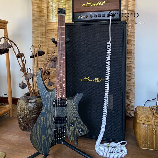 new arrival headless electric guitar satin black-gold ash body roast maple neck jumbo stainless steel oblique frets high quality
new arrival headless electric guitar satin black-gold ash body roast maple neck jumbo stainless steel oblique frets high quality