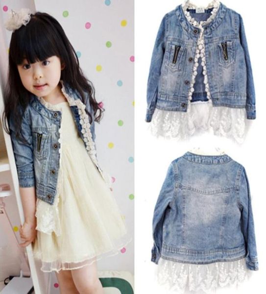 children girls jeans outerwears jacket kids lace coat long sleeve button denim jackets for girls 27y spring autumn fashion6337077, Blue;gray
children girls jeans outerwears jacket kids lace coat long sleeve button denim jackets for girls 27y spring autumn fashion6337077, Blue;gray