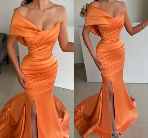 elegant orange mermaid evening dresses long for women plus size one shoulder draped side split satin birthday prom celebrity pageant formal, Black;red
elegant orange mermaid evening dresses long for women plus size one shoulder draped side split satin birthday prom celebrity pageant formal, Black;red
