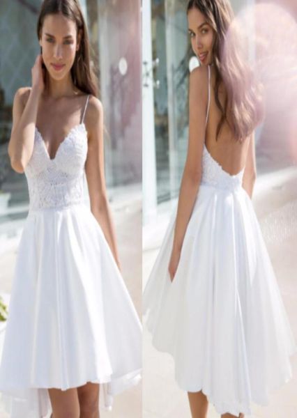backless short wedding dresses spaghetti straps lace a line high low wedding party gowns for bride7906564, White
backless short wedding dresses spaghetti straps lace a line high low wedding party gowns for bride7906564, White