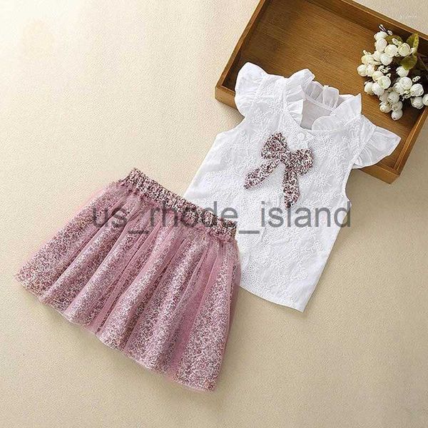 t-shirts clothing sets 2023 girls summer sleeveless t-shirt print bow skirt 2pcs for kids baby clothes outfits x0714, Blue
t-shirts clothing sets 2023 girls summer sleeveless t-shirt print bow skirt 2pcs for kids baby clothes outfits x0714, Blue