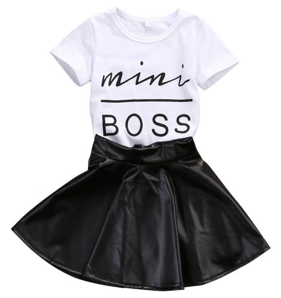 new fashion toddler kids girl clothes set summer short sleeve mini boss tshirt leather skirt 2pcs outfit child designer su3284655, White
new fashion toddler kids girl clothes set summer short sleeve mini boss tshirt leather skirt 2pcs outfit child designer su3284655, White