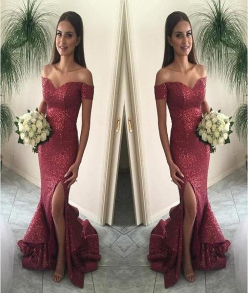 2020 cranberry mermaid prom dresses off the shoulder split front sparkling sequin evening gown burgundy tired skirts court tr2997581, Black
2020 cranberry mermaid prom dresses off the shoulder split front sparkling sequin evening gown burgundy tired skirts court tr2997581, Black