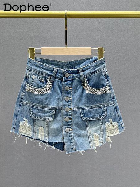 women s jumpsuits rompers high street ripped denim shorts culotte women summer 2023 waist loose slimming diamond a line skirt blue jeans 230, Black;white
women s jumpsuits rompers high street ripped denim shorts culotte women summer 2023 waist loose slimming diamond a line skirt blue jeans 230, Black;white
