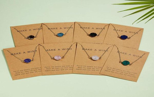 8 colors luxury druzy necklace for women round natural stone pendant gold chains fashion make a wish card jewelry gift4736661, Silver
8 colors luxury druzy necklace for women round natural stone pendant gold chains fashion make a wish card jewelry gift4736661, Silver