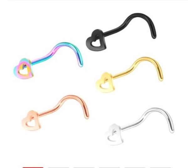 20g l steel heart nose stud rings screw bend piercing jewelry women nose pin3395082, Silver
20g l steel heart nose stud rings screw bend piercing jewelry women nose pin3395082, Silver
