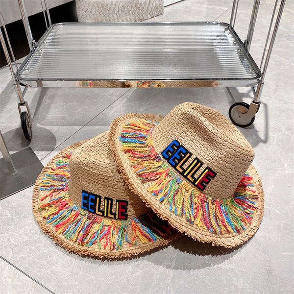 luxury designer wide brim hats for women bucket hat letter sticker personalized colorful cloth strip edging cap coarse straw woven caps, Blue;gray
luxury designer wide brim hats for women bucket hat letter sticker personalized colorful cloth strip edging cap coarse straw woven caps, Blue;gray