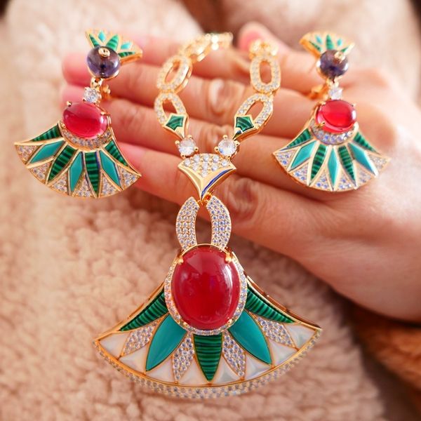 pendant necklaces luxury gold plated natural shell pearl green malachite red stone colored fan-shaped large earrings necklace jewelry set wo, Silver
pendant necklaces luxury gold plated natural shell pearl green malachite red stone colored fan-shaped large earrings necklace jewelry set wo, Silver