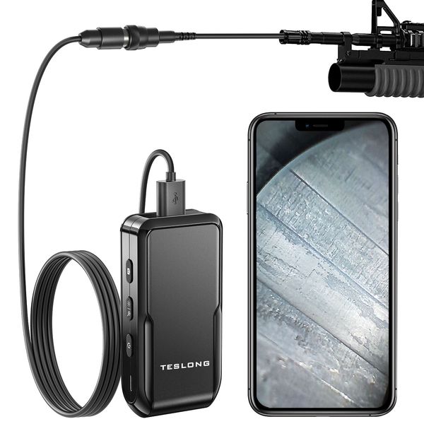 

Rifle Bore Scope for iPhone&iPad, WiFi Version Gun Barrel Borescope Inspection Camera with Wireless Adapter Box, fit for 0.2in Caliber&Larger, Work with iOS Android&PC