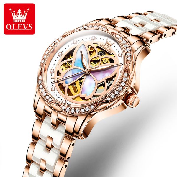 other watches olevs mechanical watch for women ceramic blue strap original wristwatch skeleton automatic diamond elegant ladies set 230714, Slivery;black
other watches olevs mechanical watch for women ceramic blue strap original wristwatch skeleton automatic diamond elegant ladies set 230714, Slivery;black